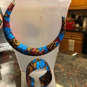 Colorful Patterned Necklace and Bracelet Set